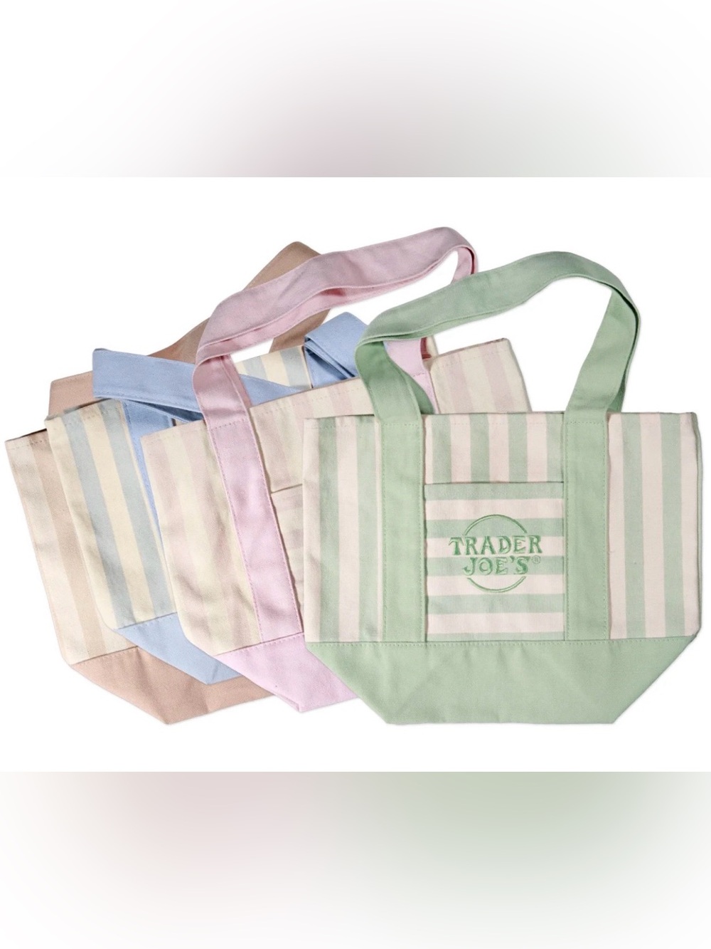 Limited Edition Trader Joe’s Striped Mini Canvas Tote Bag - Choose Your Color